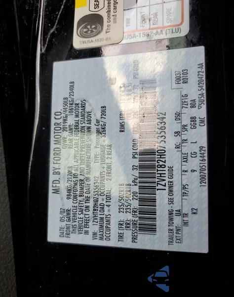 2007 Ford Mustang Gt из США, поврежденный, VIN 1ZVHT82H075356342